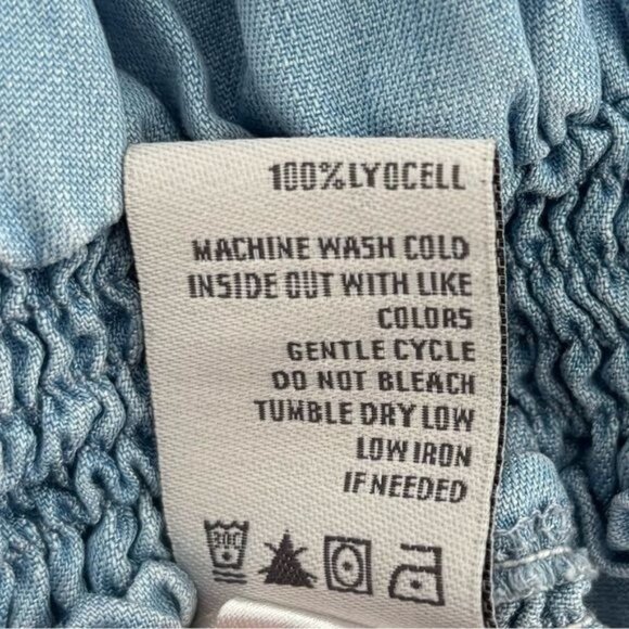 American Rag Jumpsuit Large Strapless Chambray Pocket Festival Boho-Chic Coastal - Picture 7 of 12